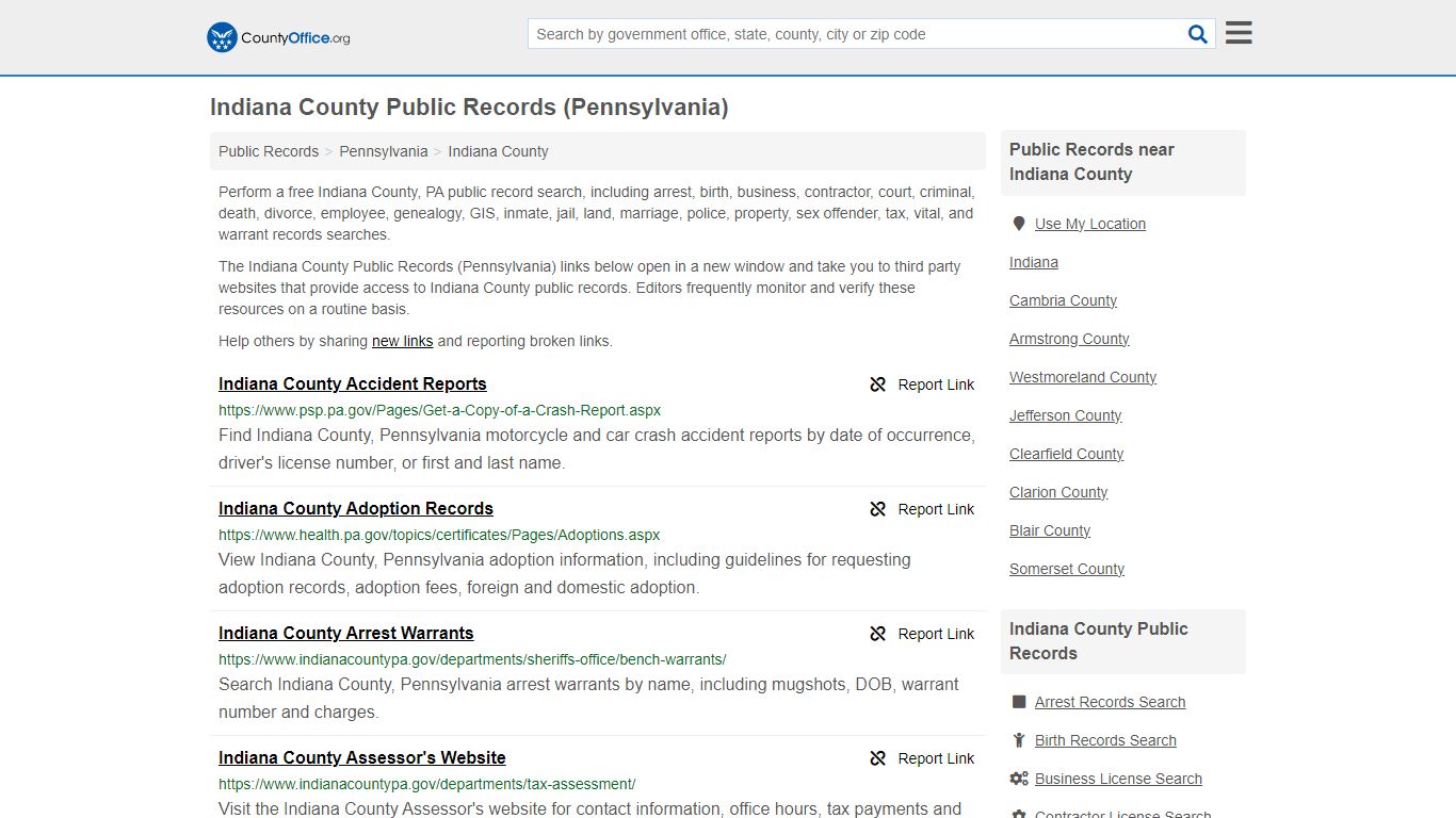 Indiana County Public Records (Pennsylvania) - County Office